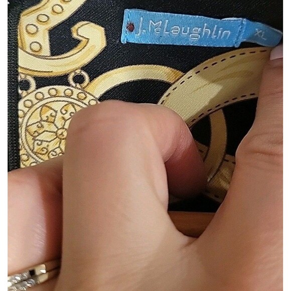 J. McLaughlin Dress Black/Gold Chain Equestrian Print Catalina Sleeveless XL - Picture 7 of 9